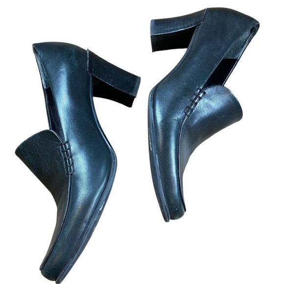 FRANCO SARTO Nolan Pump Loafers 7.5M Black Leather #329D - Picture 5 of 9